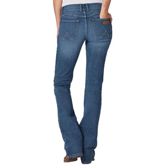 Wrangler Retro Mae Mid Rise Bootcut Jeans Medium Wash Blue Stretch Size 9 x 34 - Picture 1 of 8
